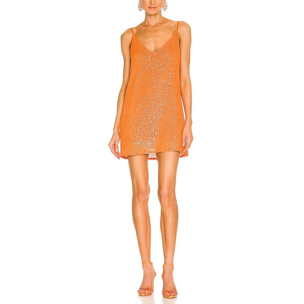 Itmfl 'Noa Solid' Orange Sequin Embellished Dress… - image 1
